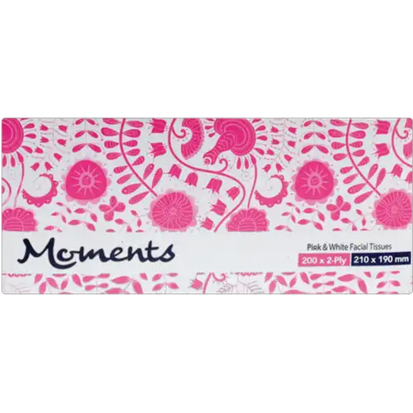 Image of Moments 2 Ply Pink & White Facial Tissues 200 Pack