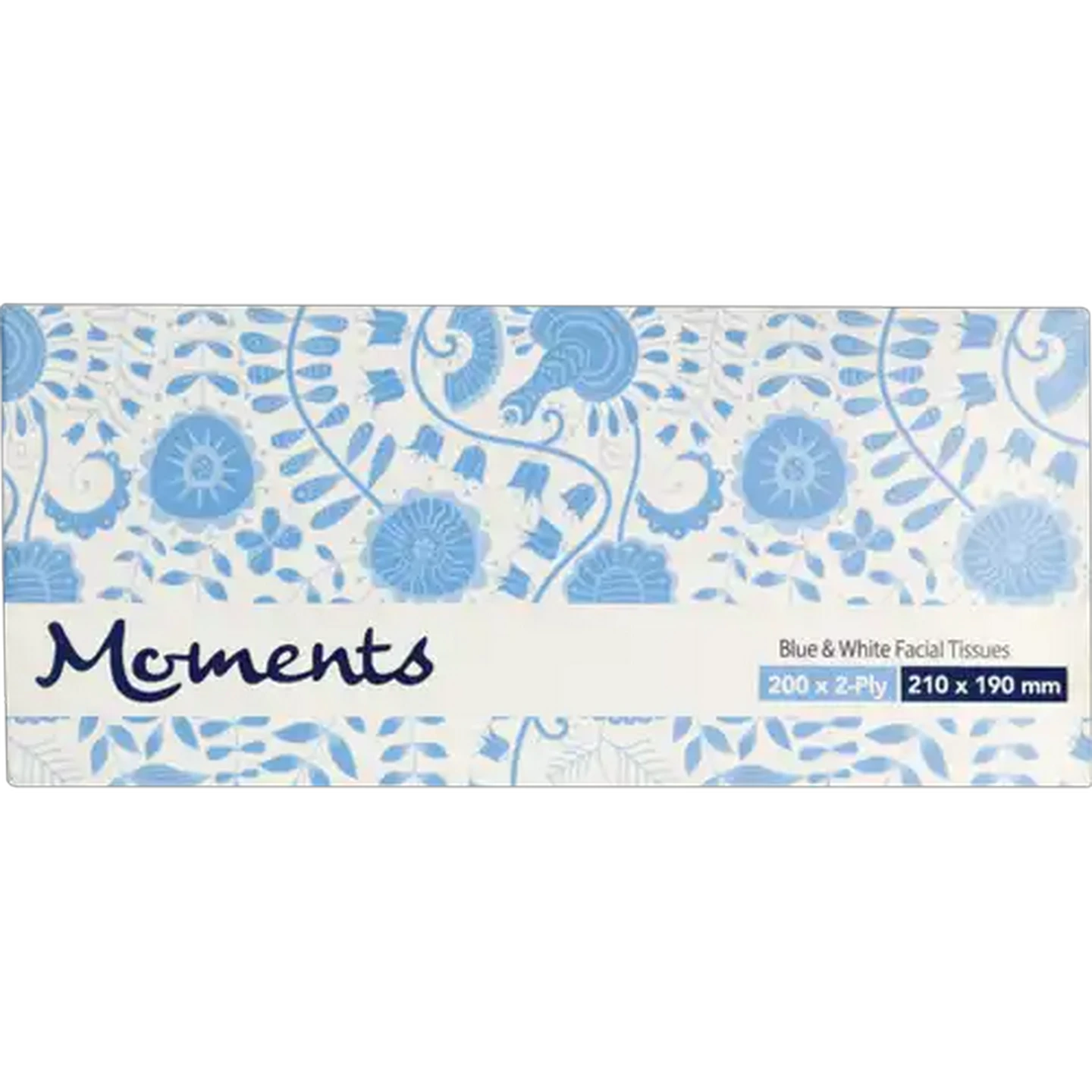 Image of Moments 2 Ply Blue & White Facial Tissues 200 Pack