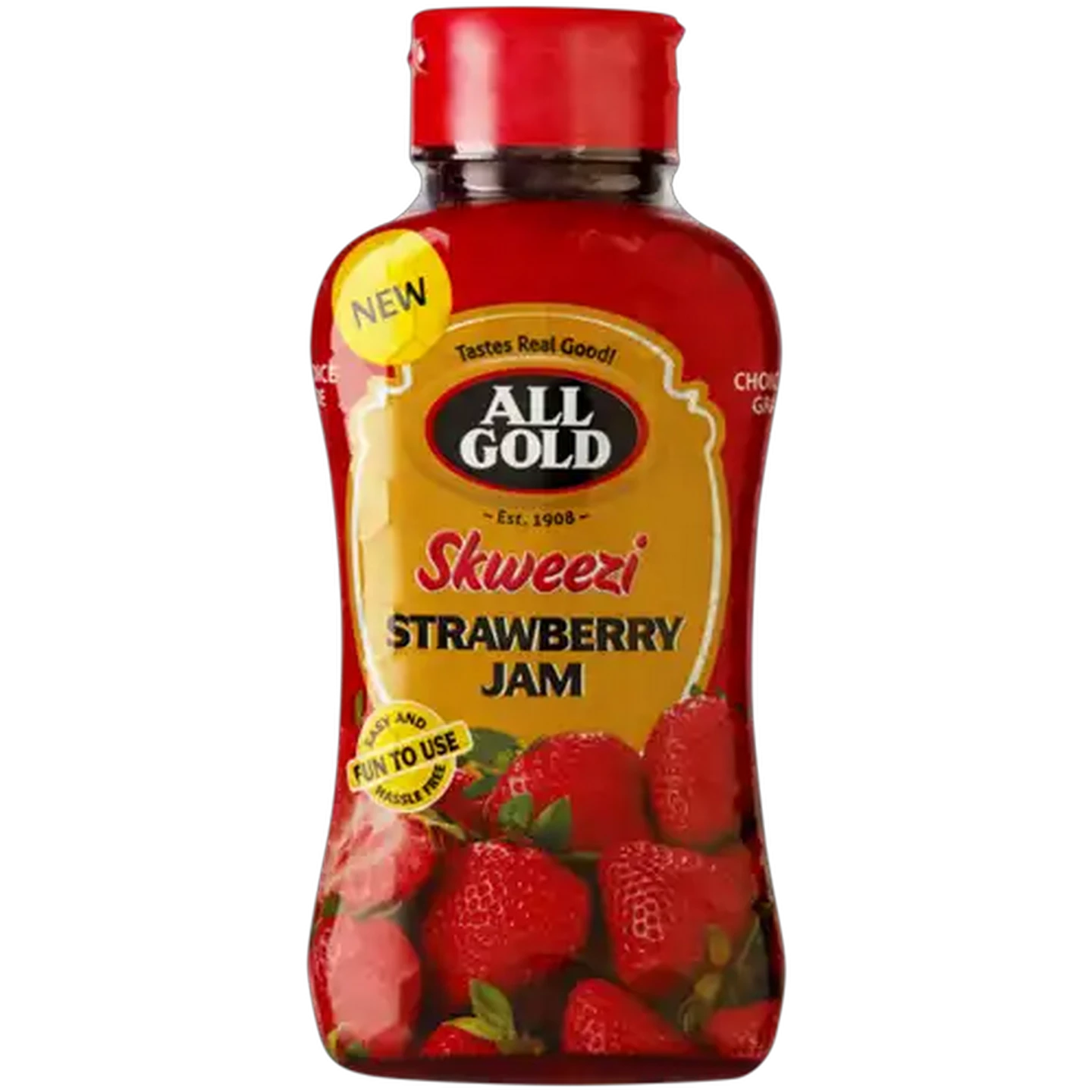 Image of ALL GOLD Skweezi Strawberry Jam Bottle 460g