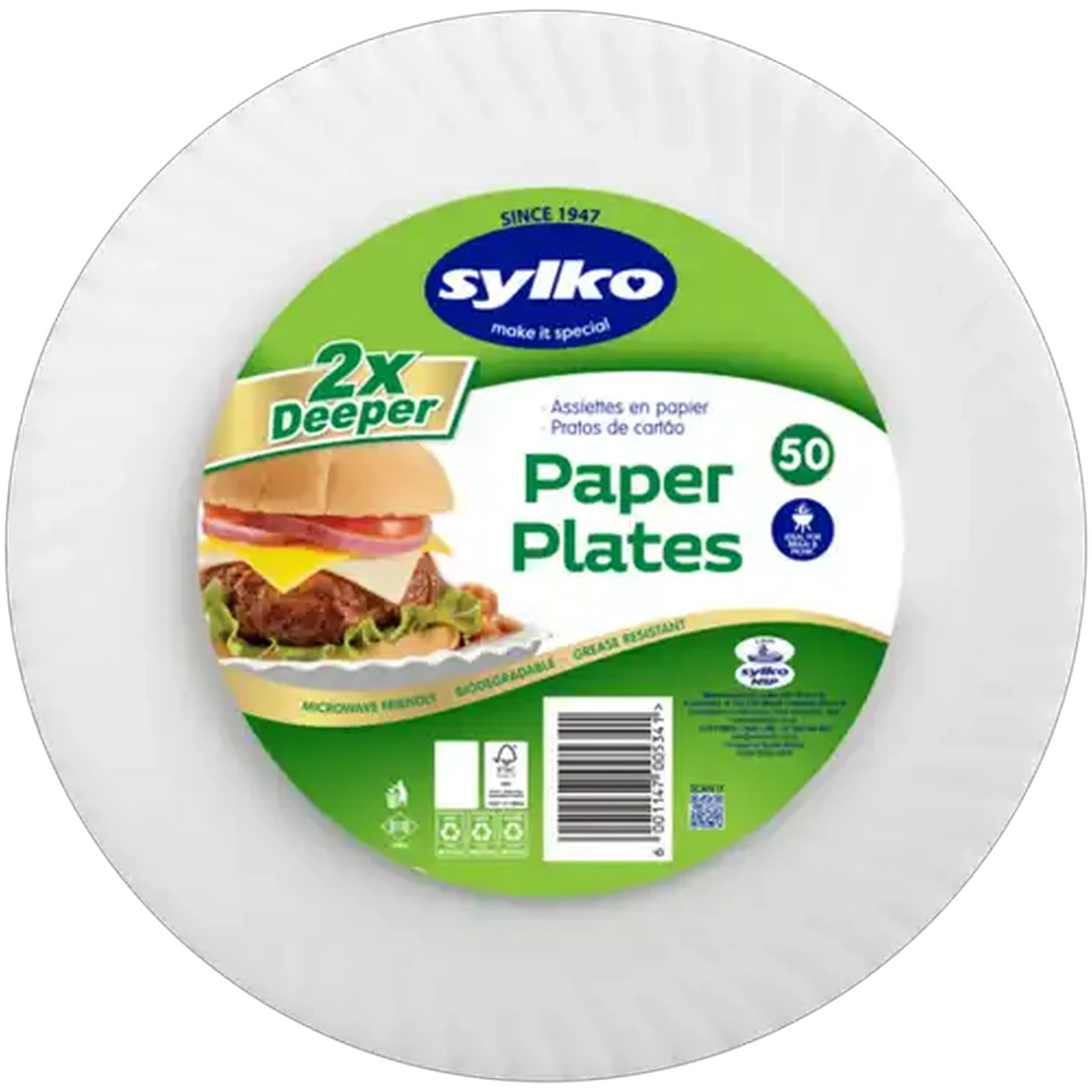 Image of Sylko White Paper Plates 50 Pack
