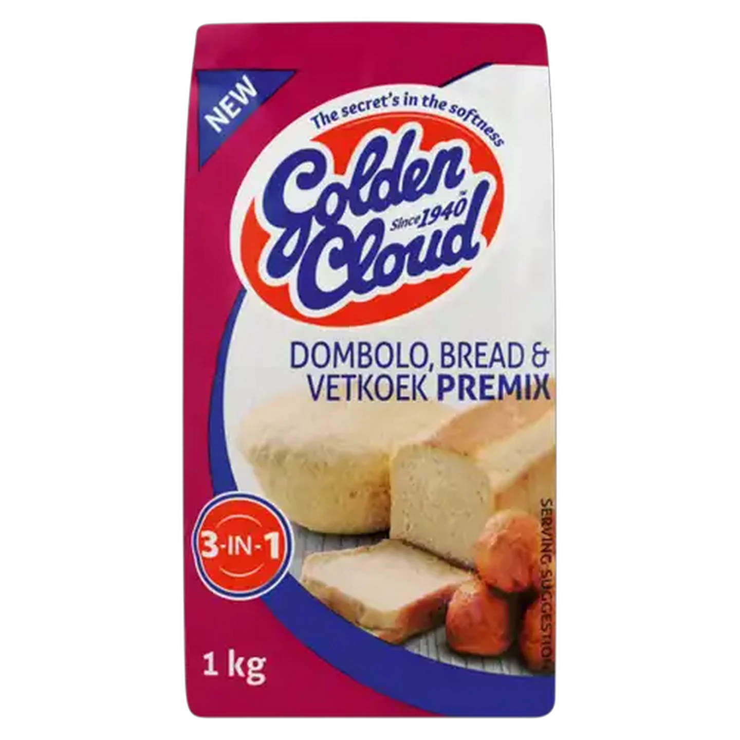 Image of Golden Cloud 3-In-1 Dombolo, Bread & Vetkoek Premix 1kg