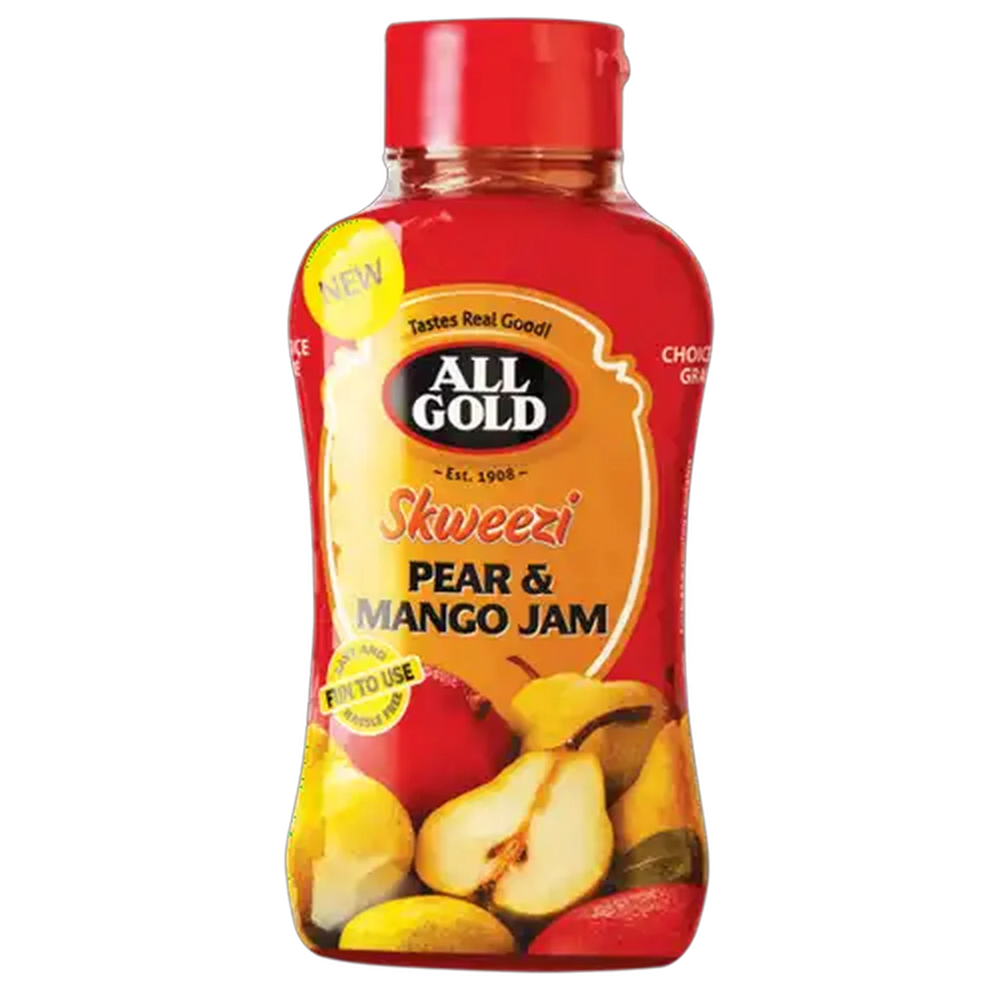 Image of ALL GOLD Skweezi Pear & Mango Jam Bottle 460g
