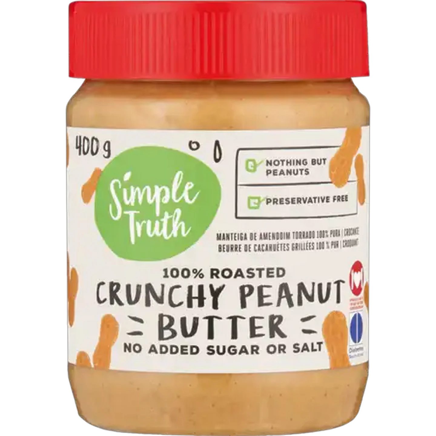 Image of Simple Truth Reduced Sugar 100% Roasted Crunchy Peanut Butter 400g