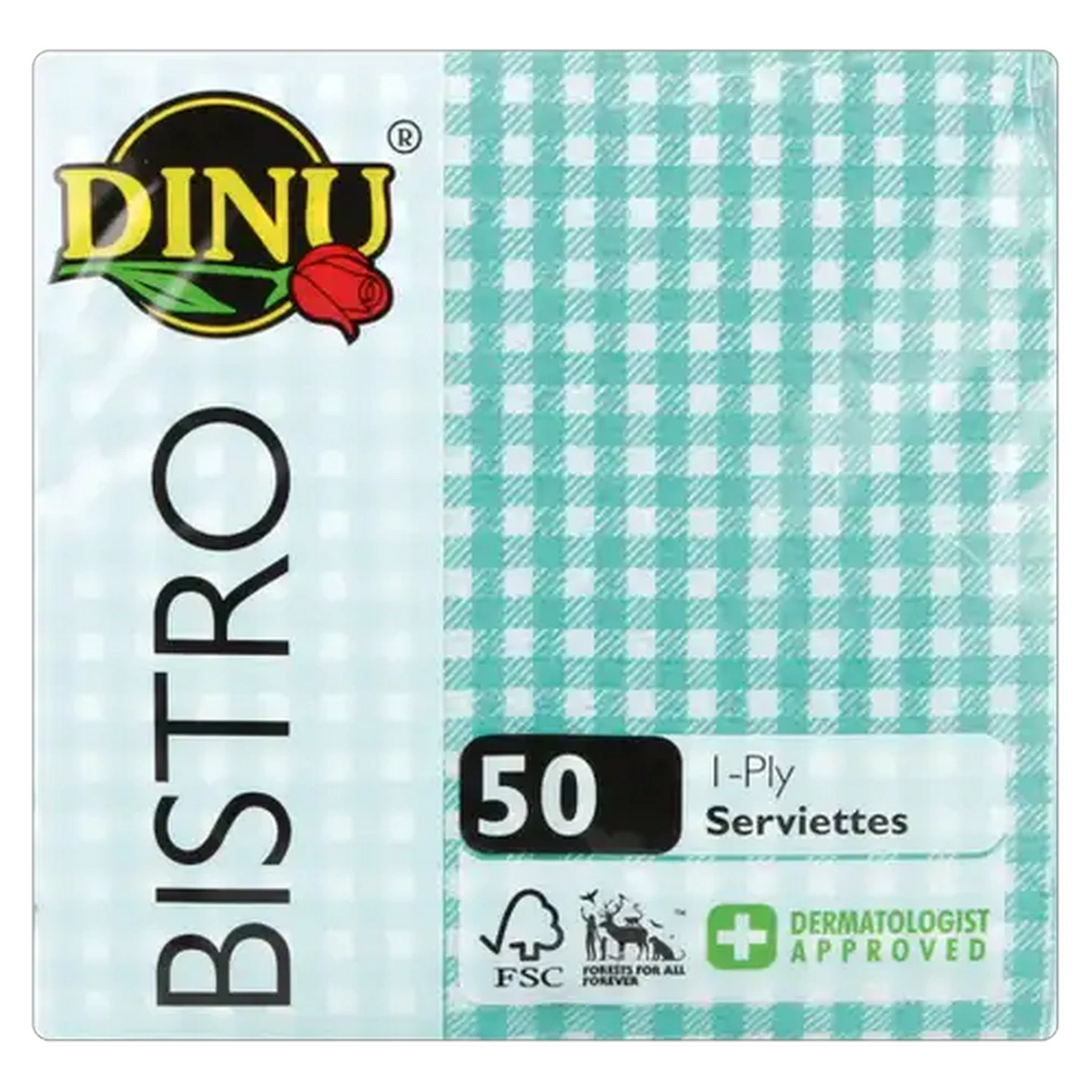 Image of Dinu Bistro Green 1 Ply Serviettes 50 Pack