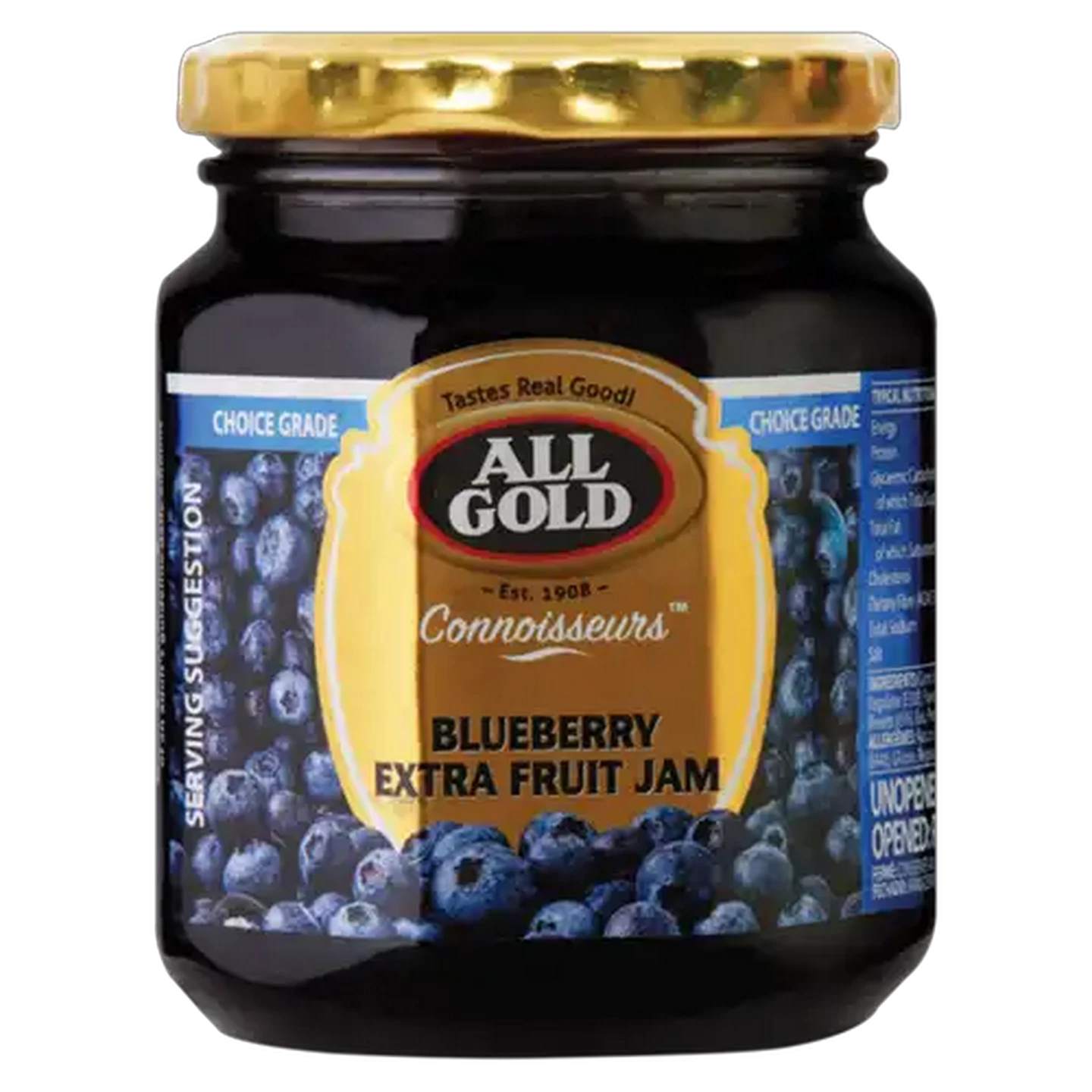 Image of ALL GOLD Blueberry Extra Fruit Jam Jar 320g