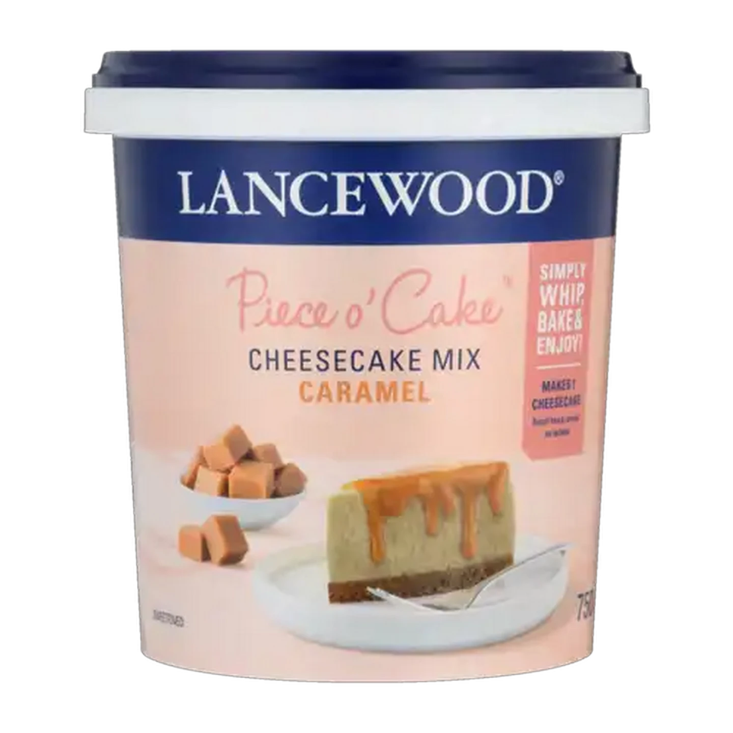Image of LANCEWOOD Piece O' Cake Caramel Flavoured Cheesecake Mix 750g