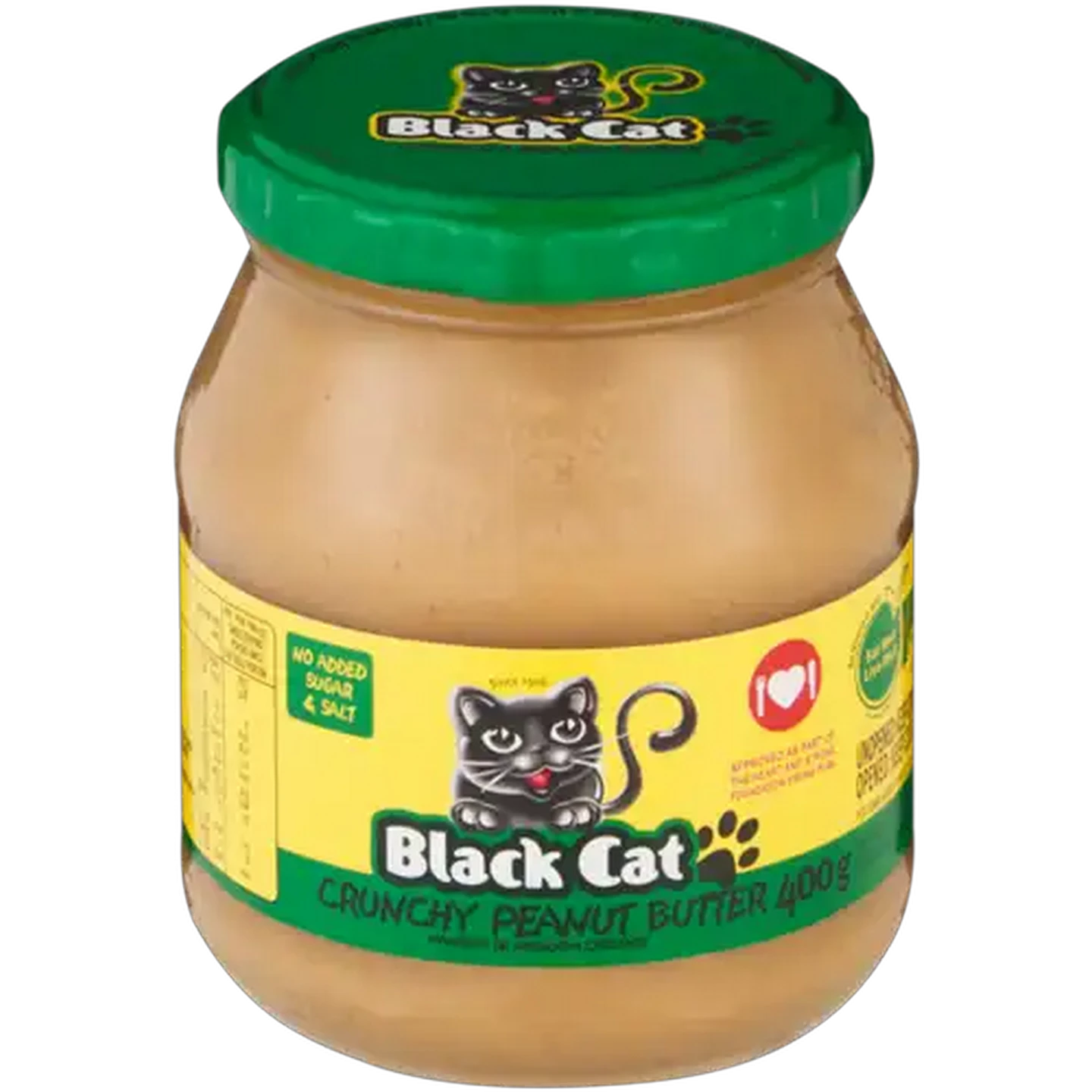 Image of Black Cat No Added Sugar and Salt Crunchy Peanut Butter 400g Jar
