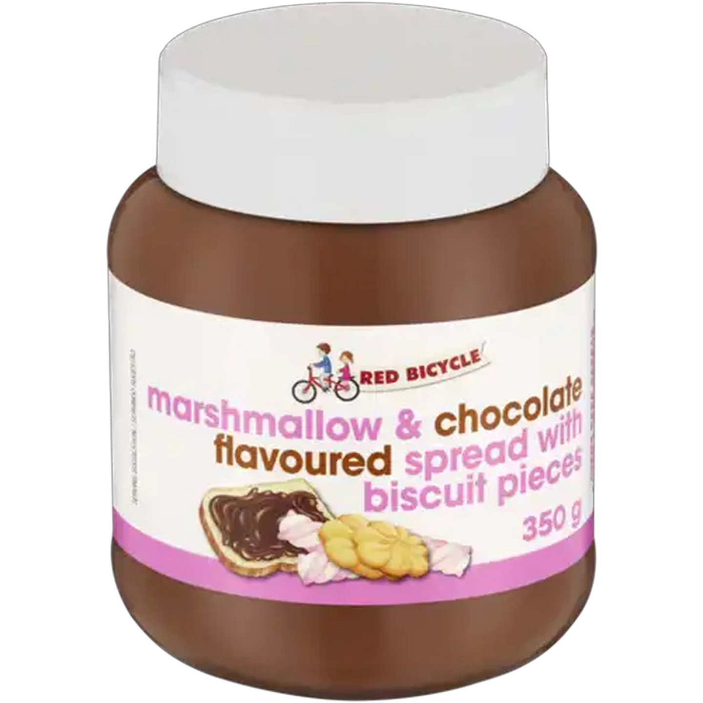 Image of Red Bicycle Mallow Flavoured Butter Cookie & Chocolate Spread 350g