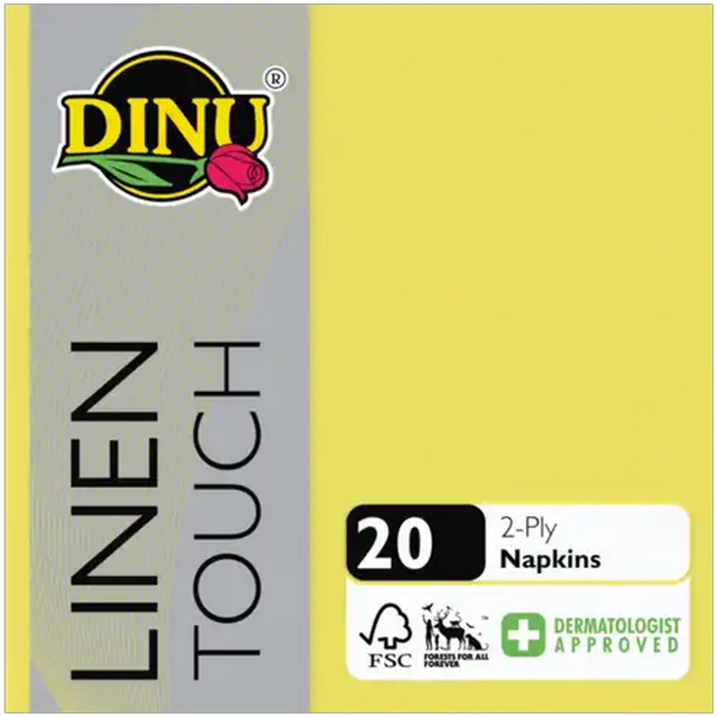 Image of Dinu Linen Touch Yellow 2-Ply Napkins 20 Pack