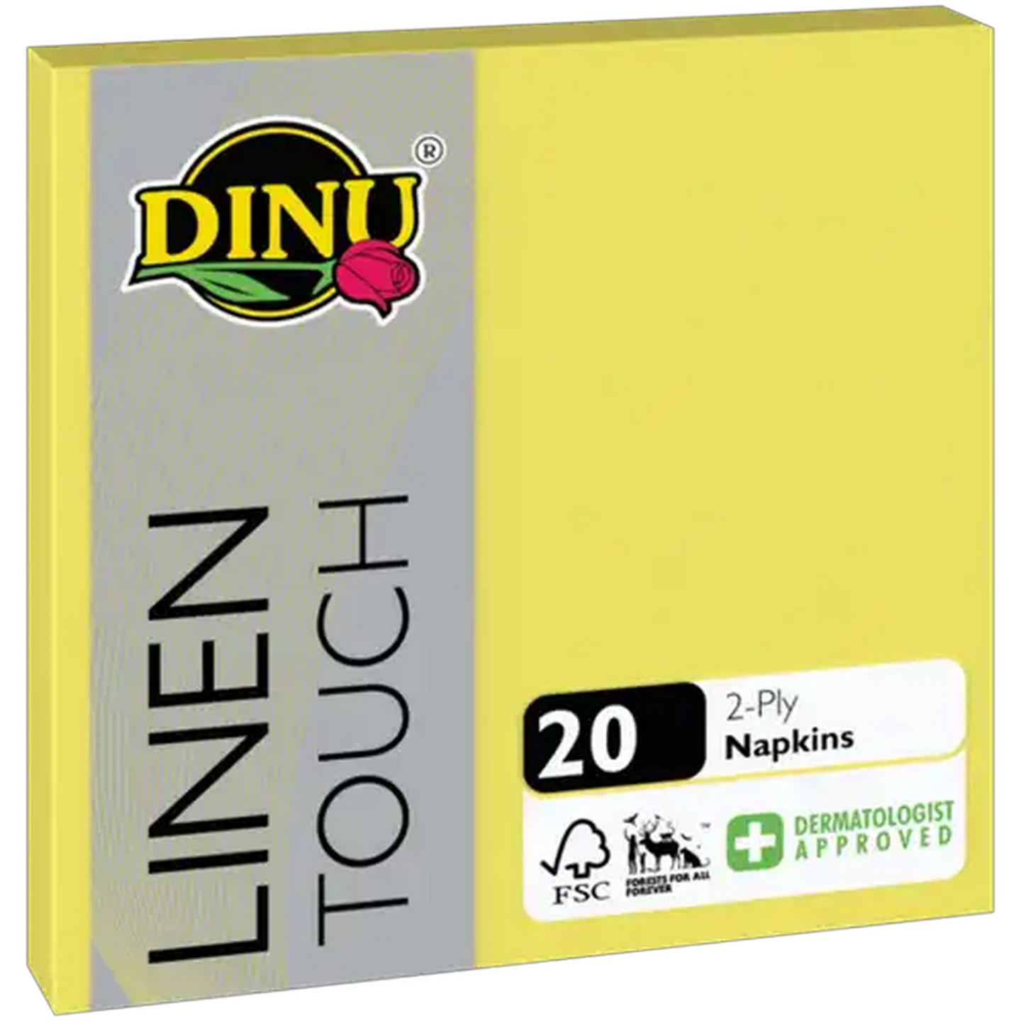 Image of Dinu Linen Touch Yellow 2-Ply Napkins 20 Pack