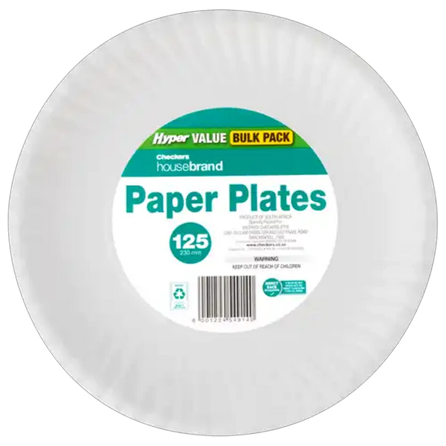 Image of Checkers Housebrand Hyper Value White Paper Plates 125 Pack