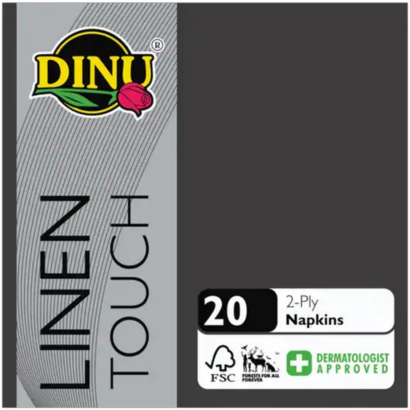 Image of Dinu Linen Touch Black 2-Ply Napkins 20 Pack