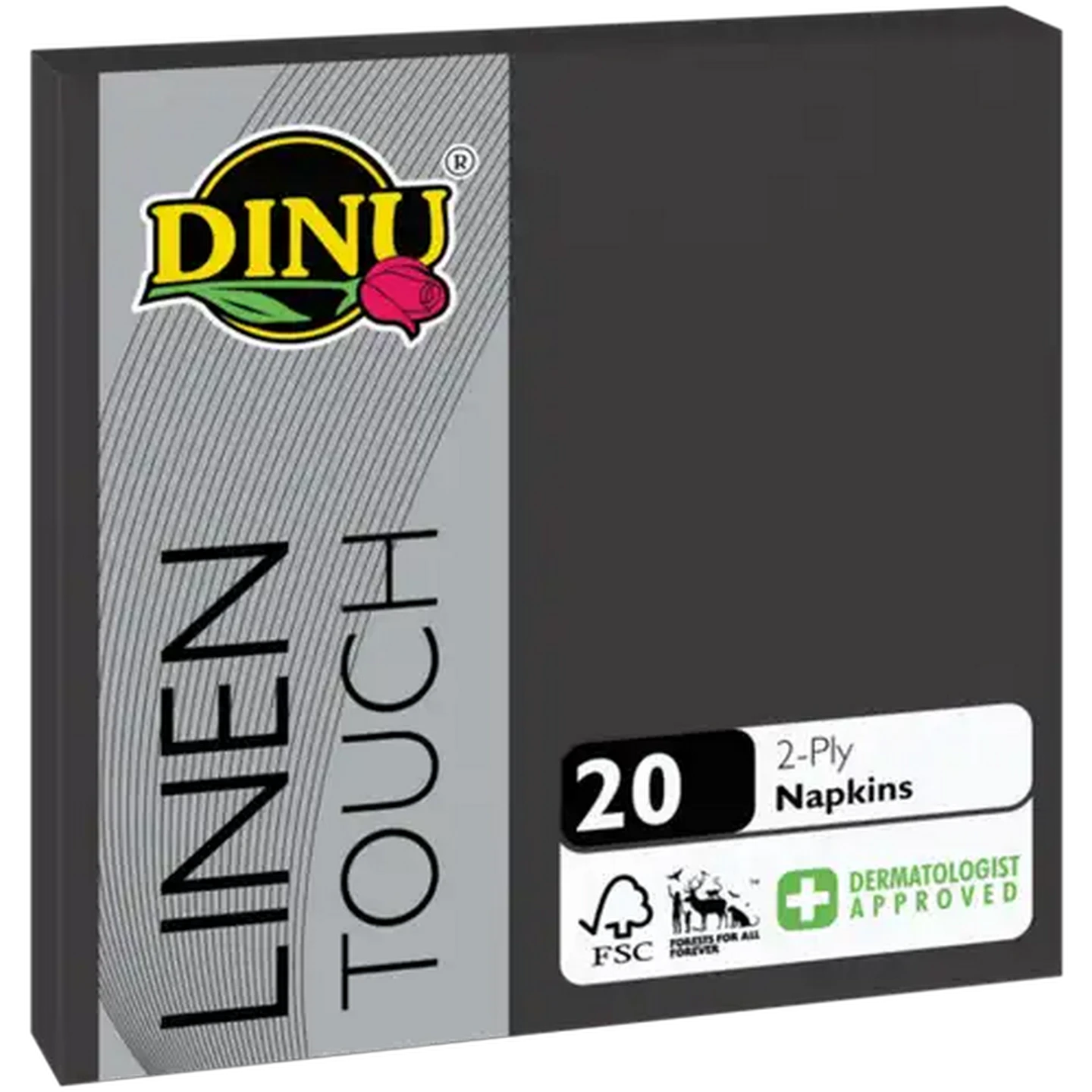 Image of Dinu Linen Touch Black 2-Ply Napkins 20 Pack