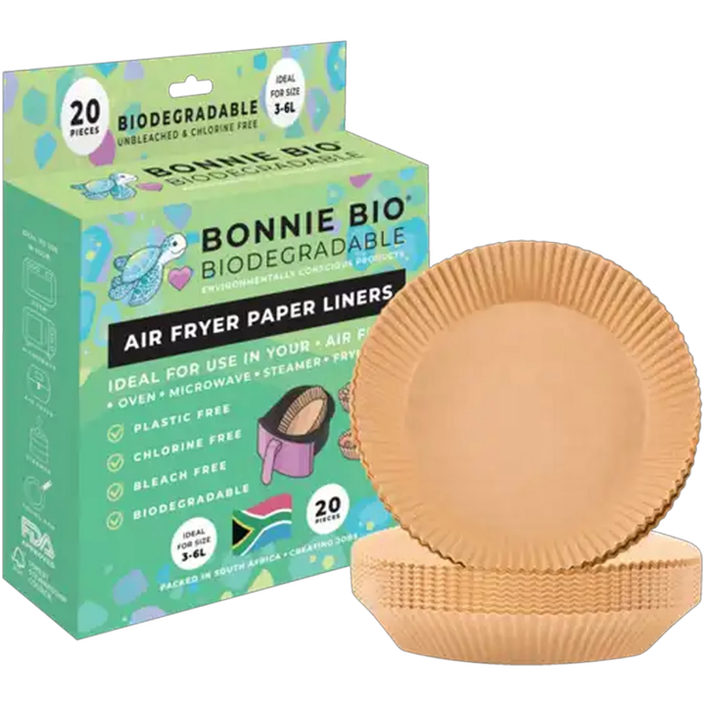 Image of Bonnie Bio Biodegradable Air Fryer Paper Liners 20 Pack