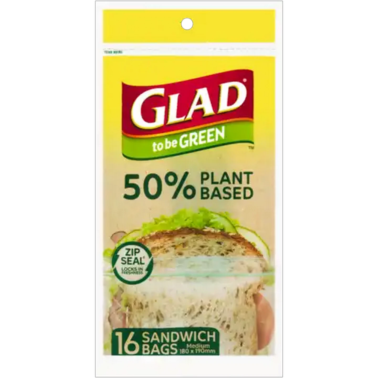 Image of Glad to be Green 50% Plant Based Sandwich Bags 16 Pack