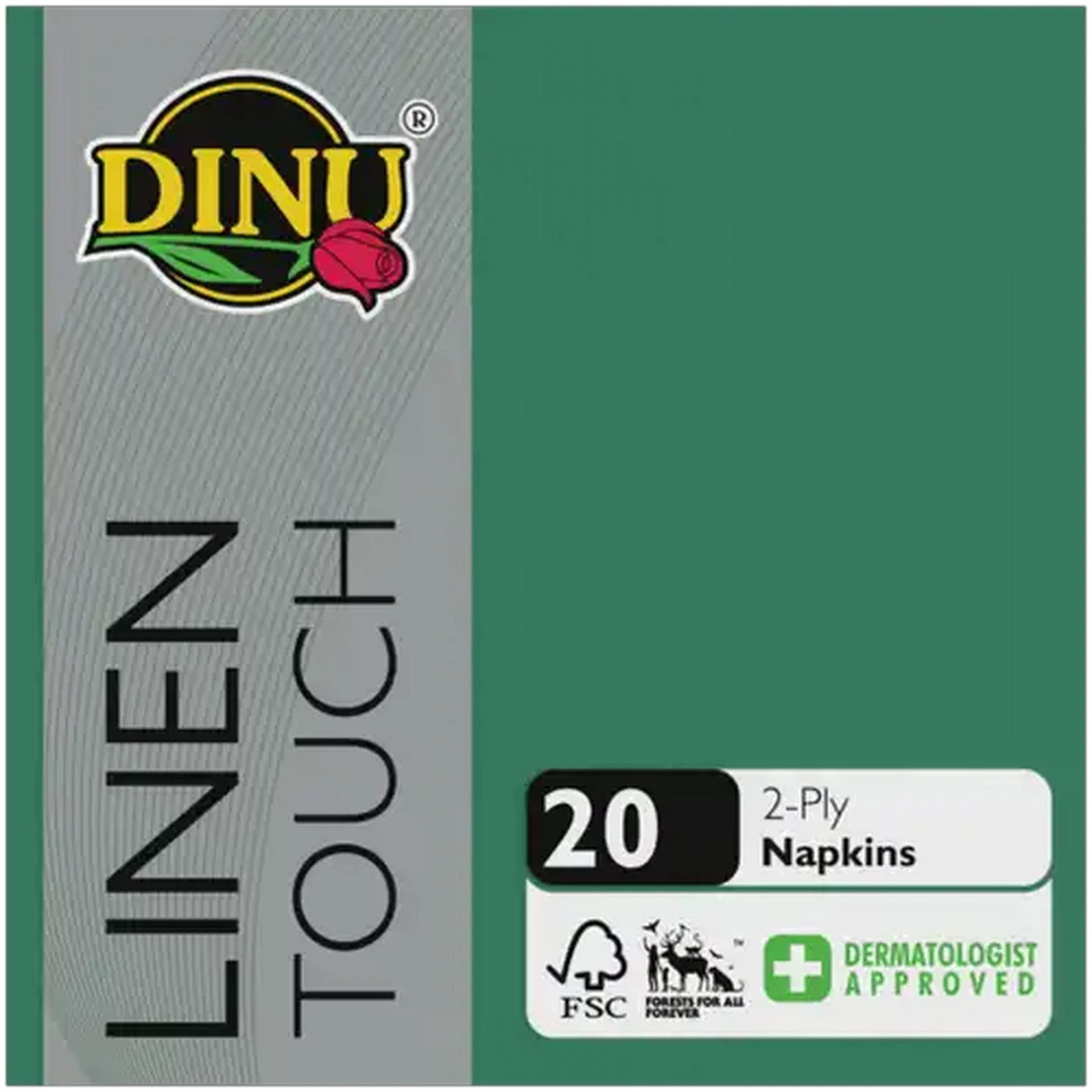 Image of Dinu Green 2 Ply Linen Touch Napkins 20 x 8 Pack