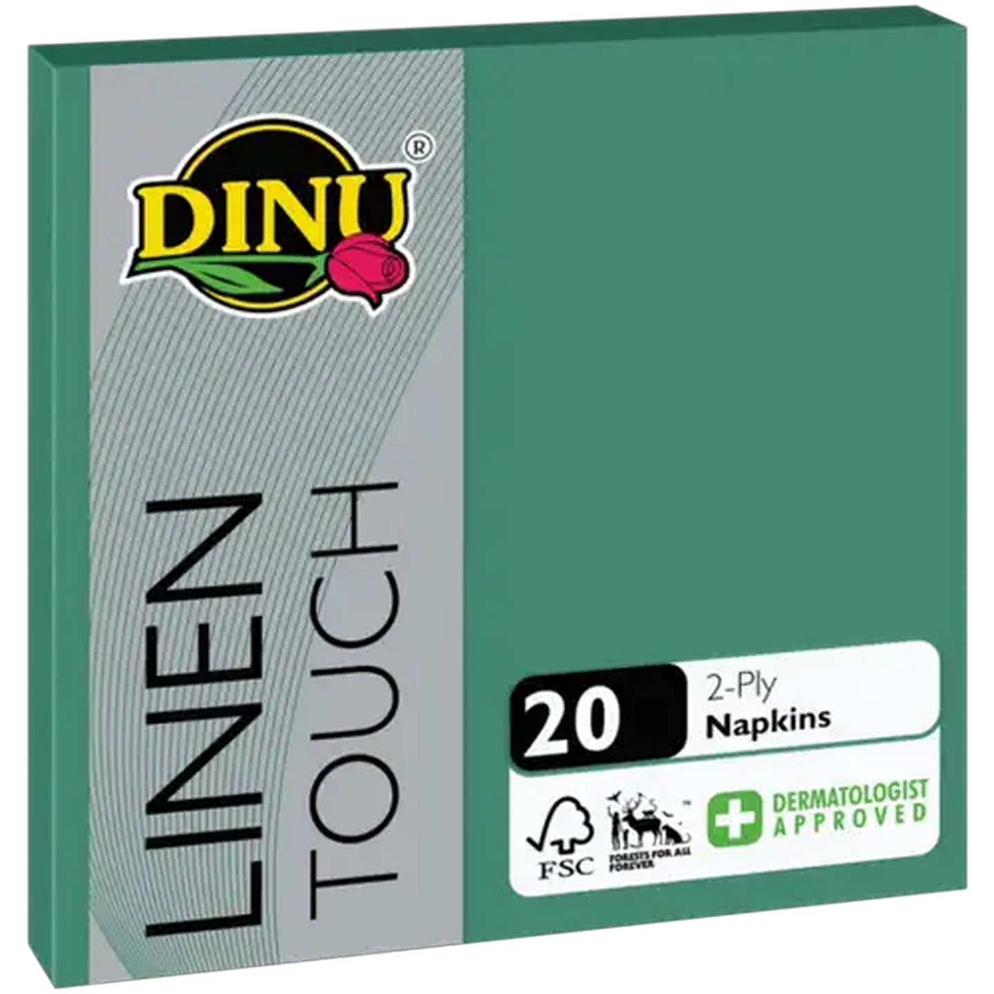 Image of Dinu Green 2 Ply Linen Touch Napkins 20 x 8 Pack