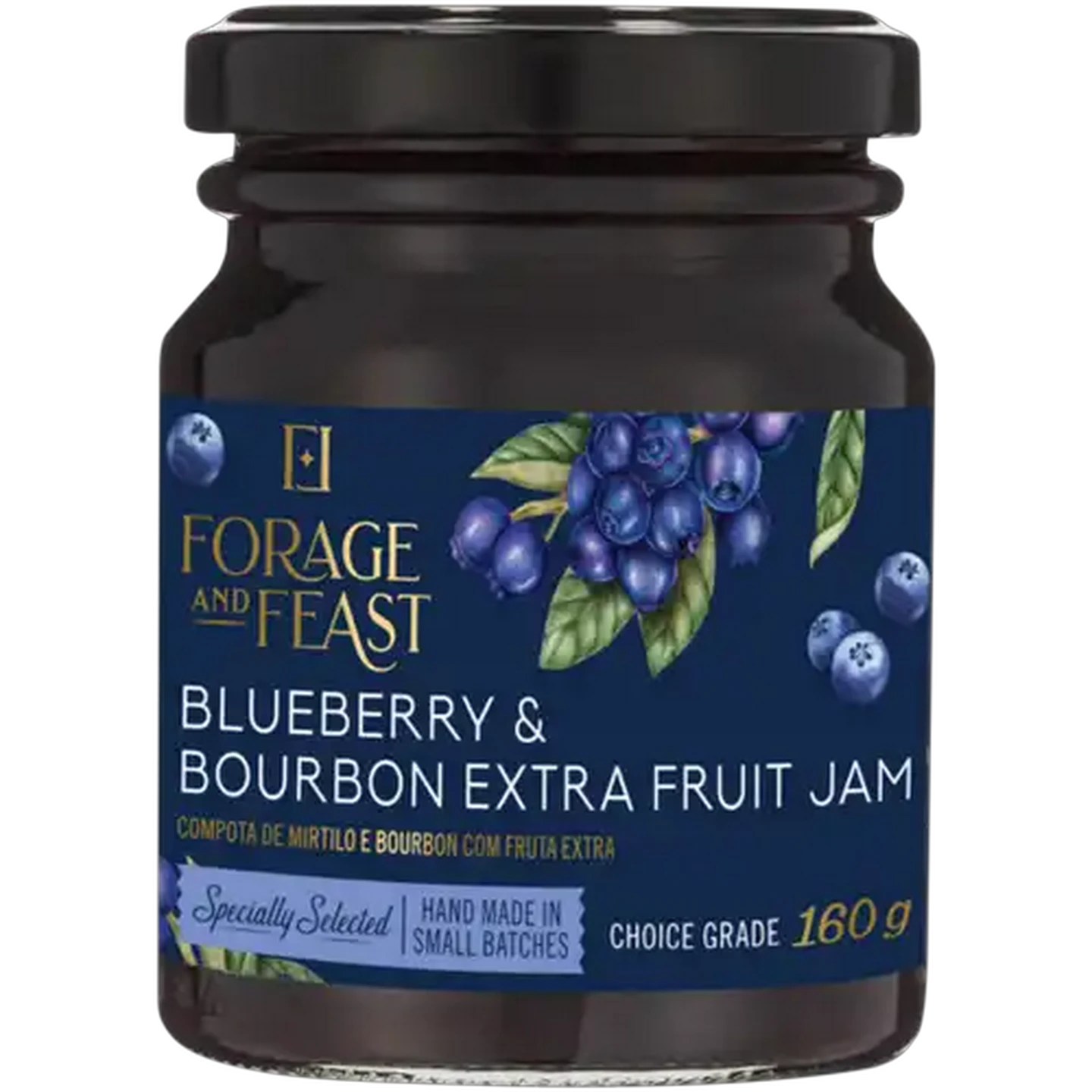 Image of Forage And Feast Blueberry & Bourbon Extra Fruit Jam 160g