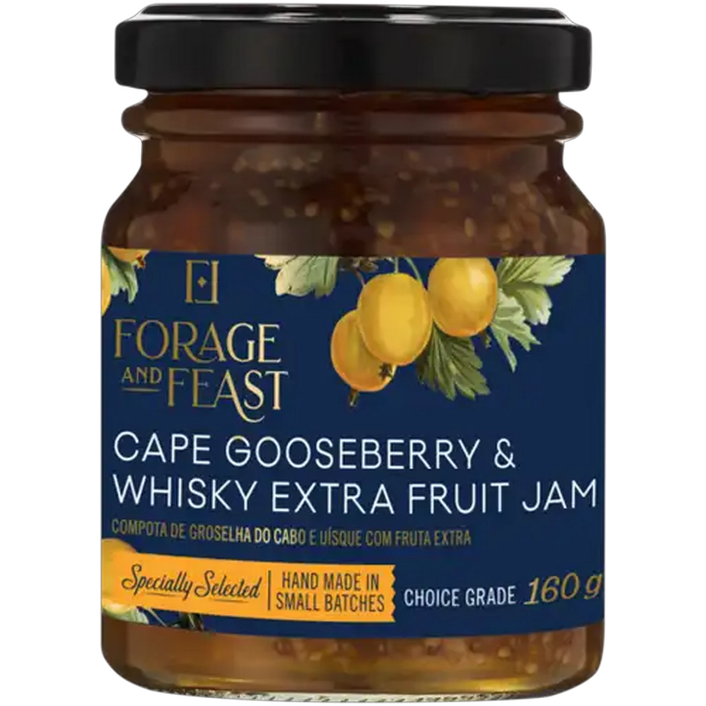 Image of Forage And Feast Cape Gooseberry & Whisky Extra Fruit Jam 160g