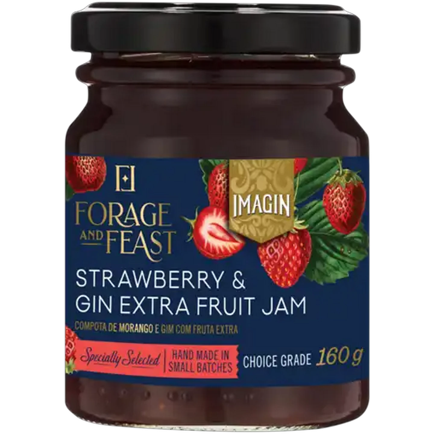 Image of Forage And Feast Strawberry & Gin Extra Fruit Jam 160g