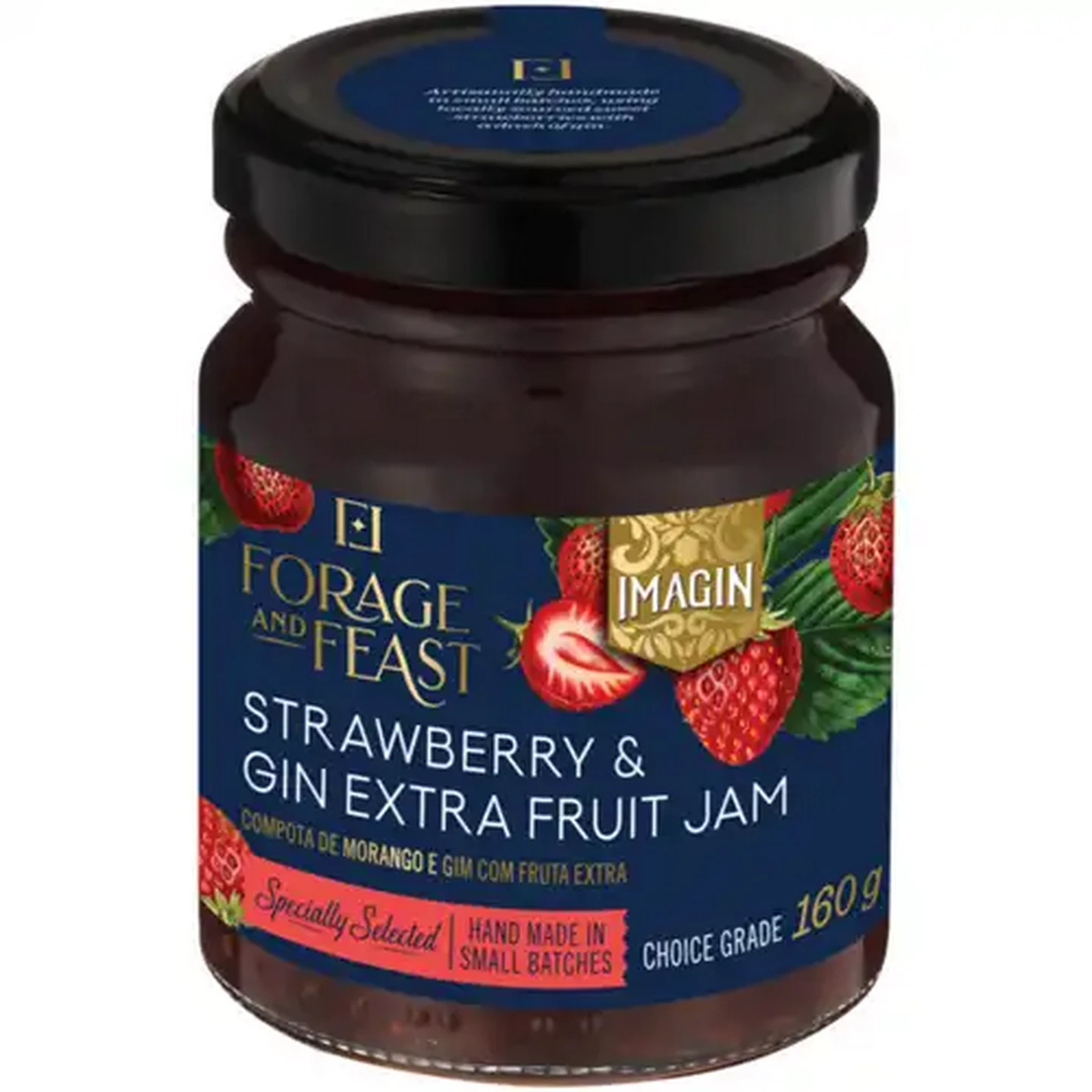 Image of Forage And Feast Strawberry & Gin Extra Fruit Jam 160g