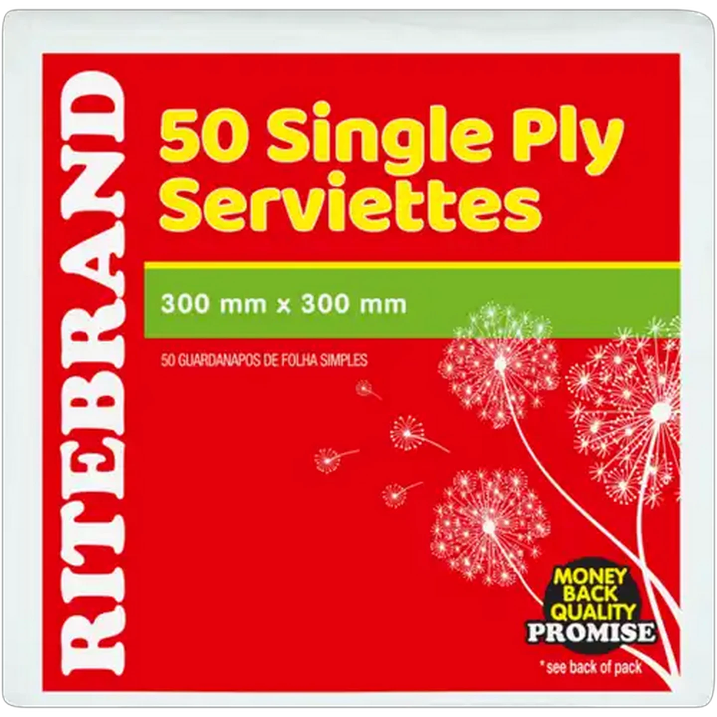 Image of Ritebrand Single Ply Serviettes 50 Pack