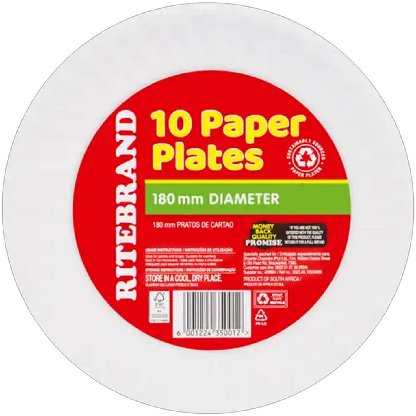 Image of Ritebrand Paper Plates 10 x 180mm