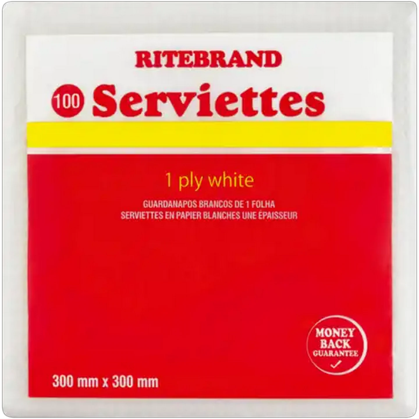Image of Ritebrand 1 Ply White Serviettes 100 Pack