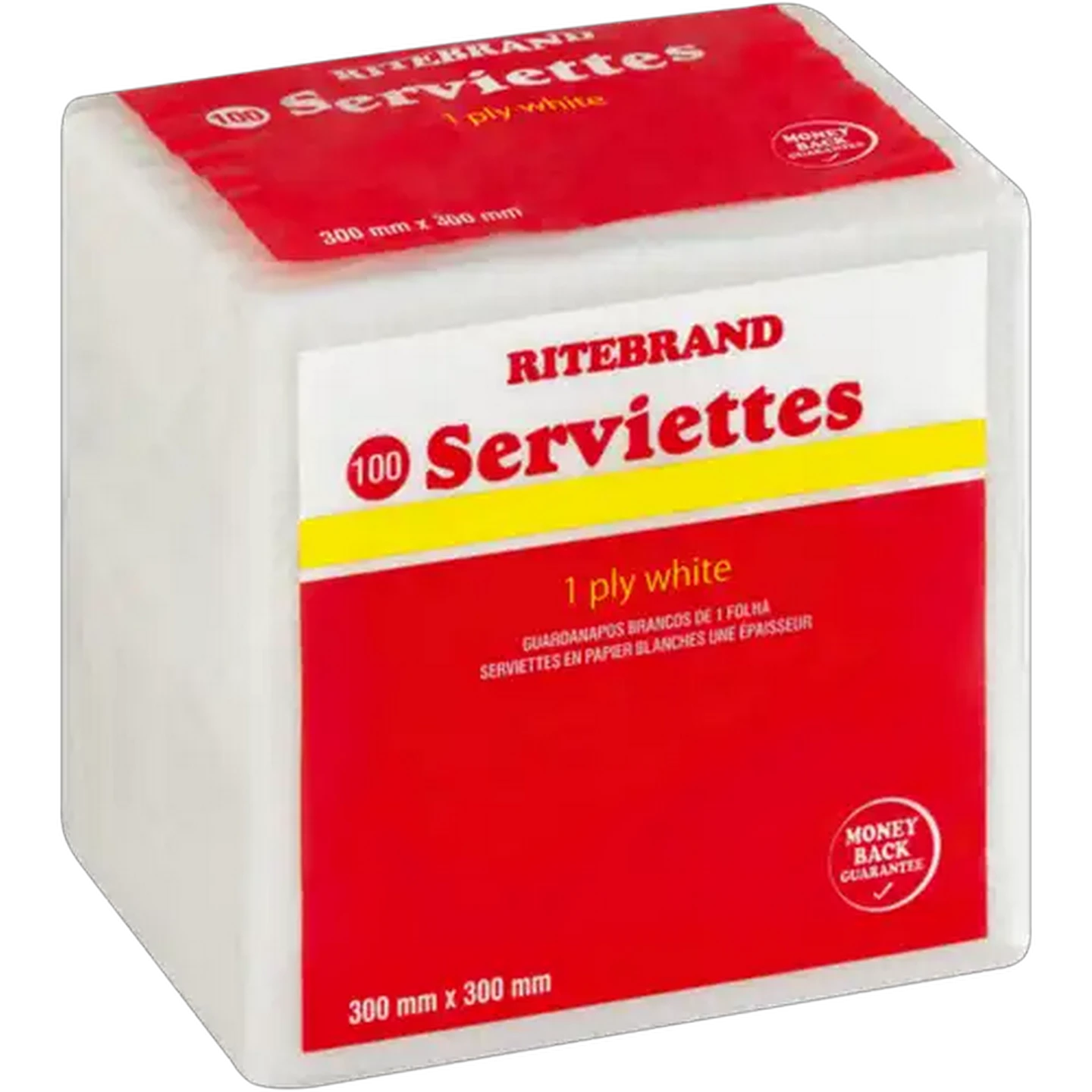 Image of Ritebrand 1 Ply White Serviettes 100 Pack