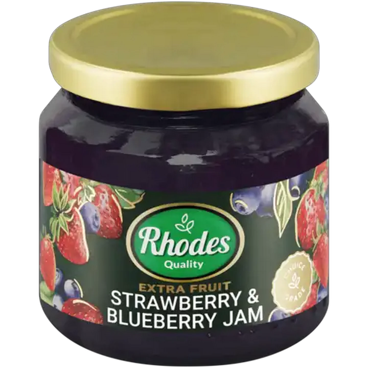 Image of Rhodes Quality Extra Fruit Strawberry & Blueberry Jam 340g