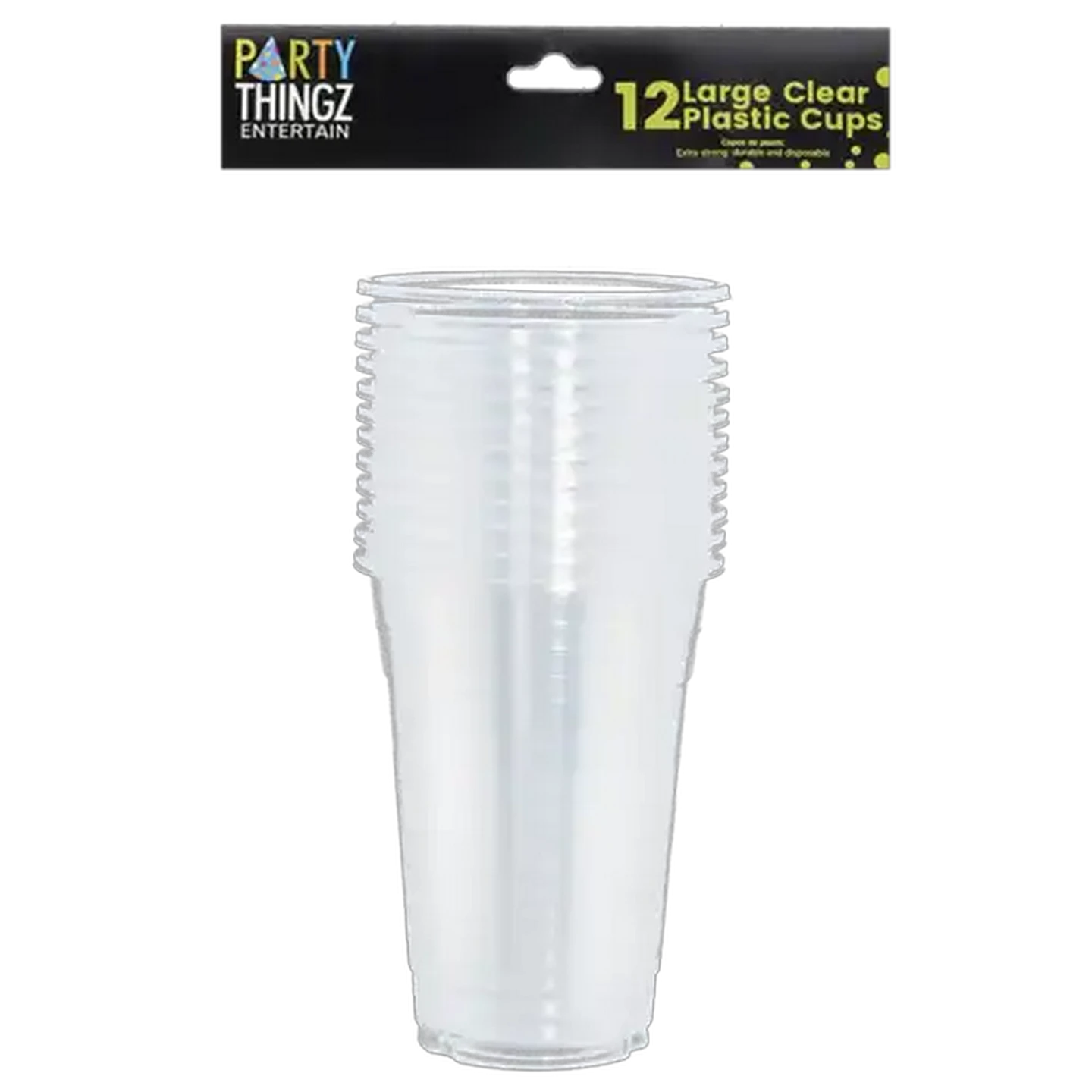 Image of Party Thingz Large Clear Party Cups 450ml 12-Pack