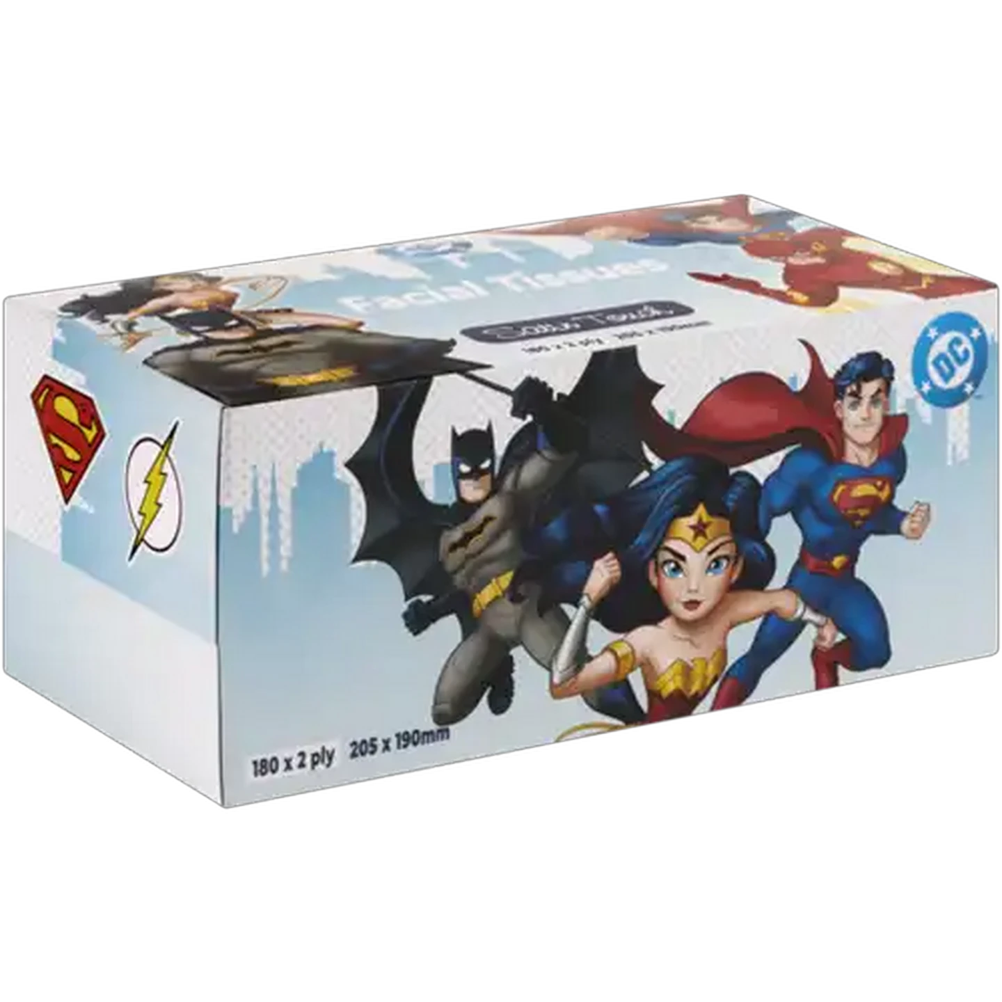 Image of Satin Touch 2-Ply Justice League Facial Tissues 180 Pack
