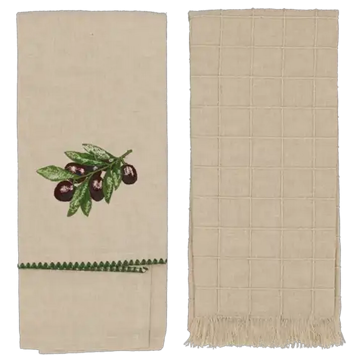 Image of Forage And Feast Stone Embroided Forra Kitchen Cloths 40 x 60cm 2-Pack