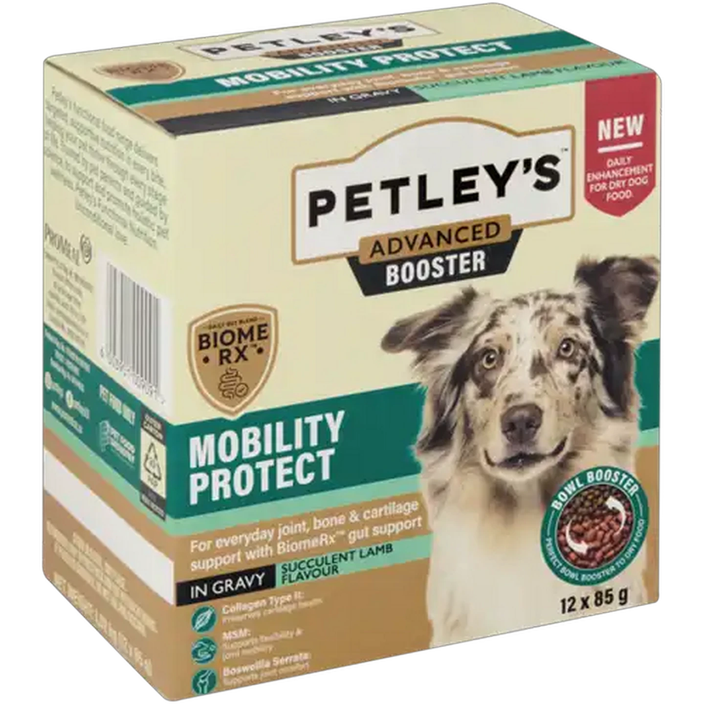 Image of Petley's Advanced Booster Succulent Lamb Flavour Mobility Protect Wet Dog Food in Gravy 12 x 85g