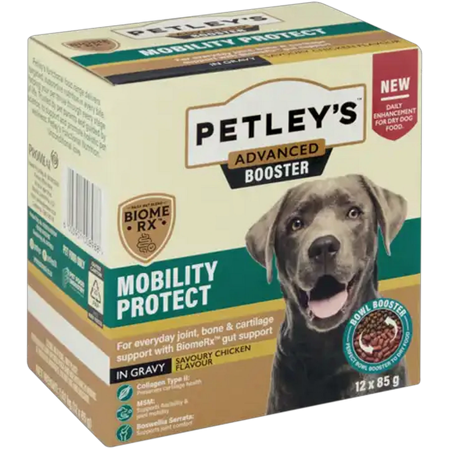 Image of Petley's Advanced Booster Savoury Chicken Flavour Mobility Protect Wet Dog Food in Gravy 12 x 85g
