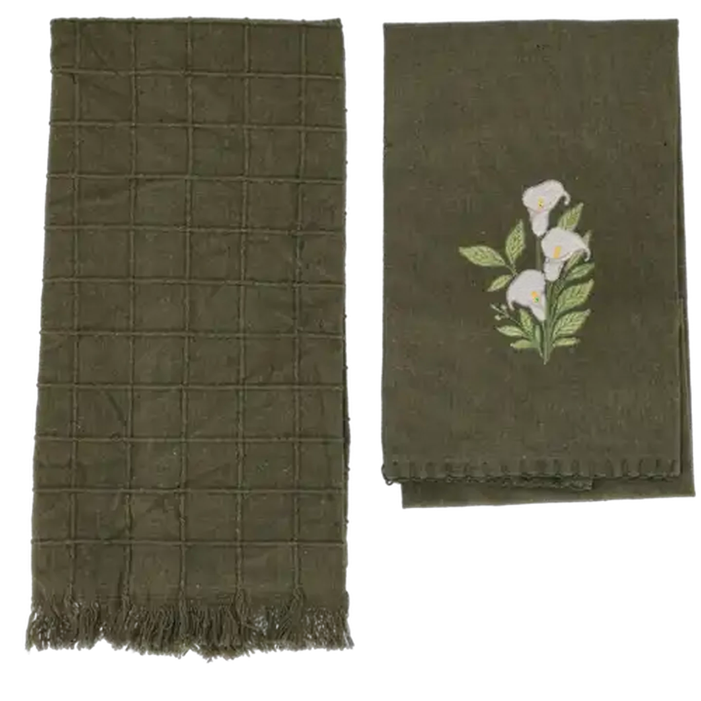Image of Forage And Feast Green Embroided Forra Kitchen Cloths 40 x 60cm 2-Pack