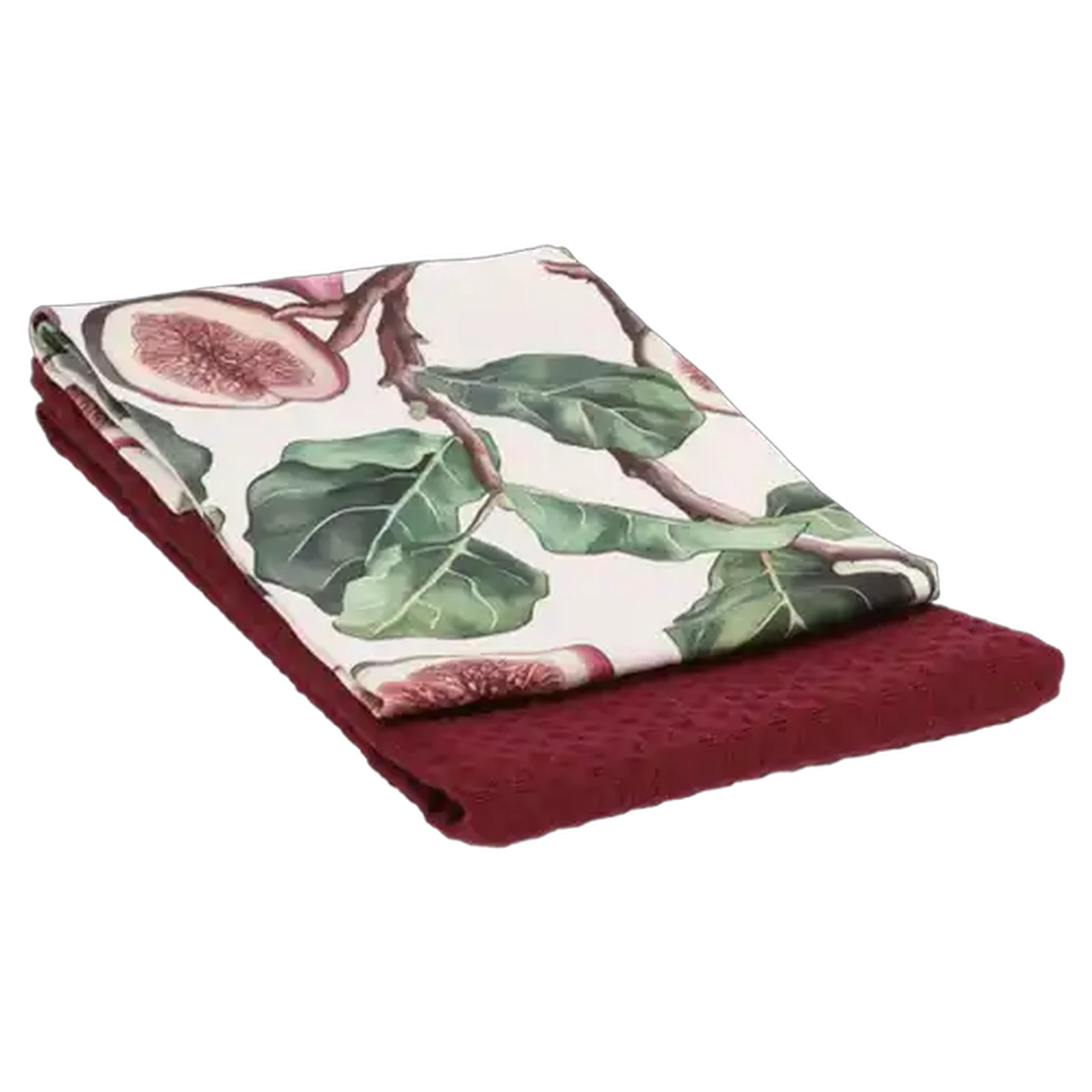 Image of Forage And Feast Burgandy & Flowers Kitchen Cloth Set 45 x 70cm 2-Pack