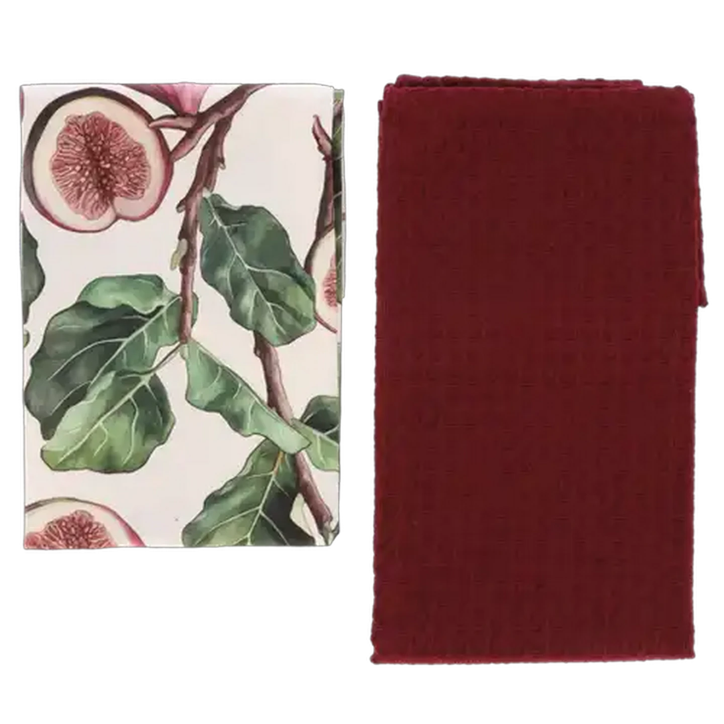 Image of Forage And Feast Burgandy & Flowers Kitchen Cloth Set 45 x 70cm 2-Pack