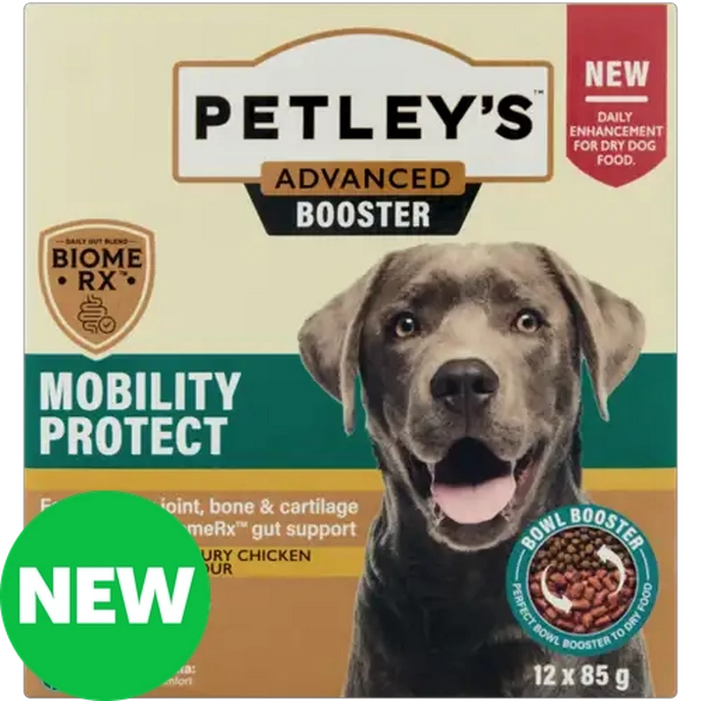 Image of Petley's Advanced Booster Savoury Chicken Flavour Mobility Protect Wet Dog Food in Gravy 12 x 85g