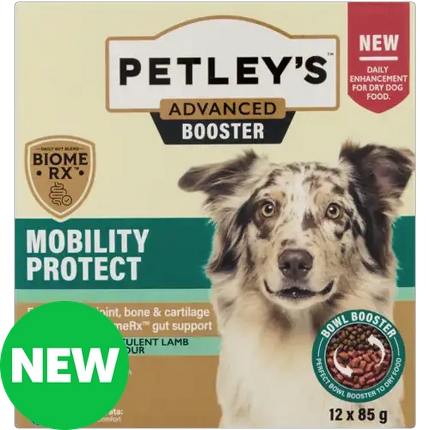 Image of Petley's Advanced Booster Succulent Lamb Flavour Mobility Protect Wet Dog Food in Gravy 12 x 85g
