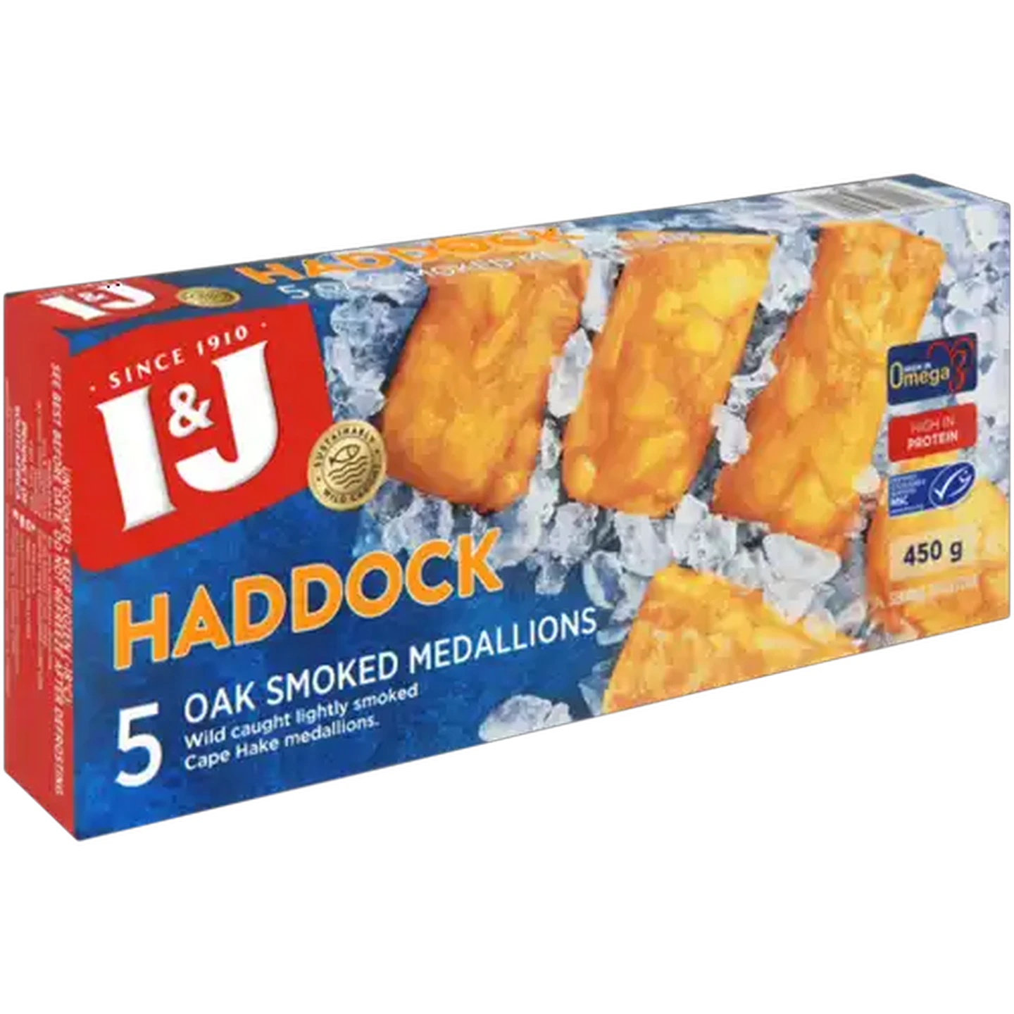 Image of I&J Frozen Oak Smoked Haddock Medallions 450g