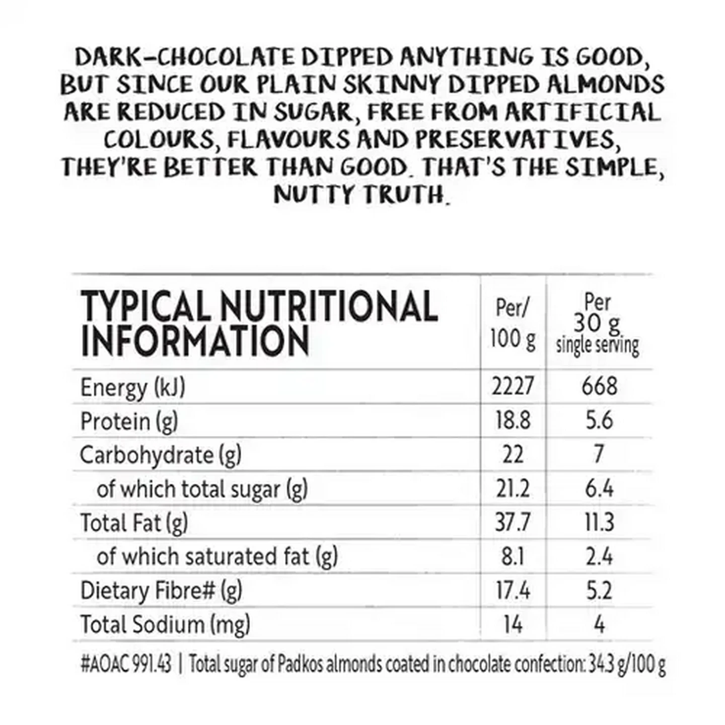 Image of Simple Truth Dark Chocolate Skinny Dipped Roasted Almonds 30g