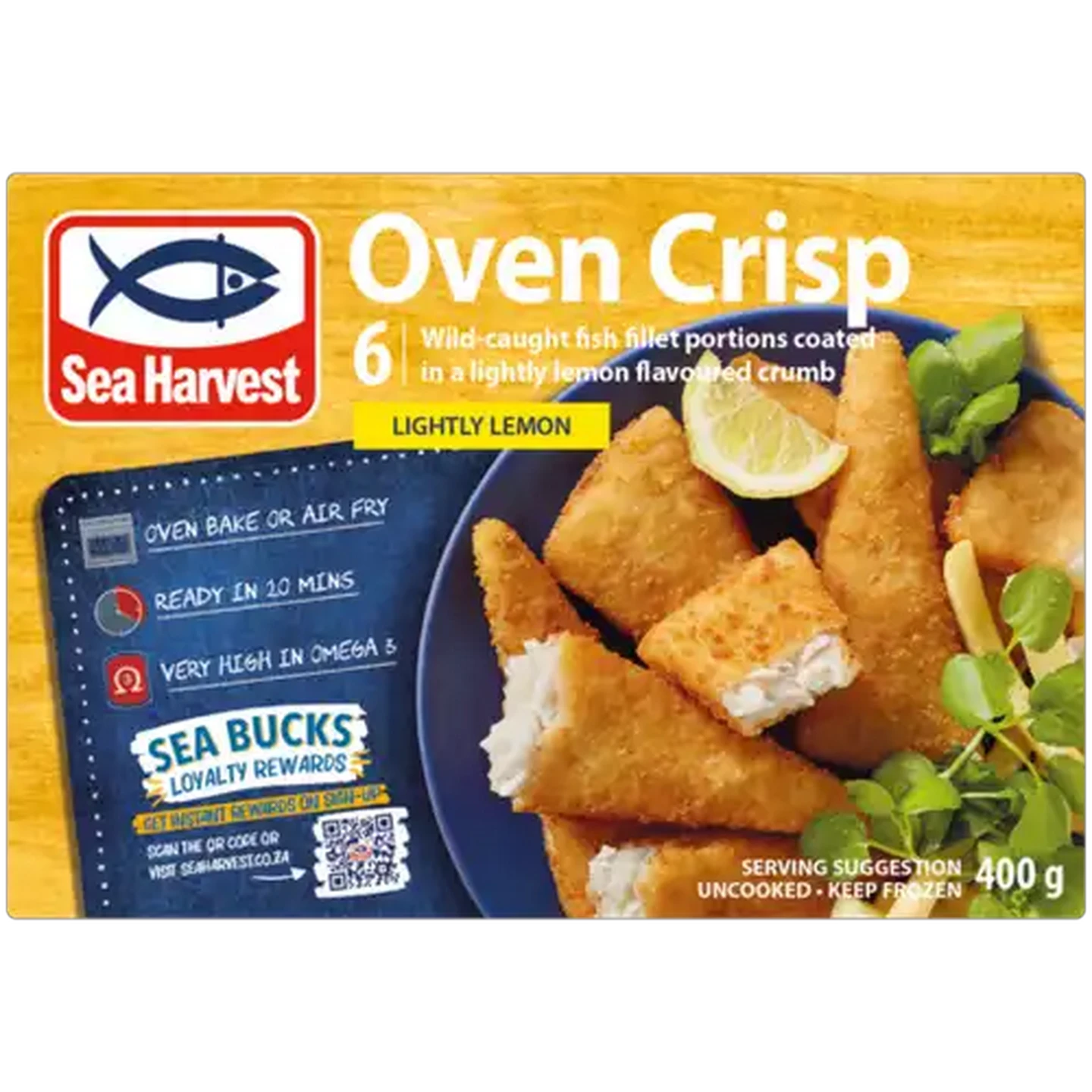 Image of Sea Harvest Oven Crisp Lightly Lemon Frozen Crumbed Fish Fillet Portions 400g