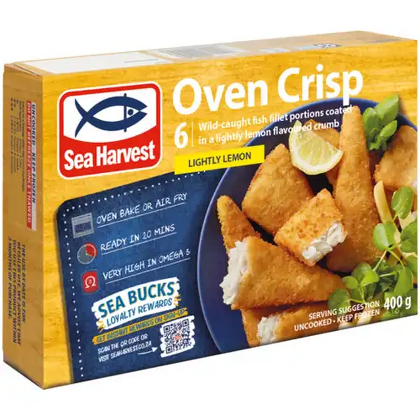 Image of Sea Harvest Oven Crisp Lightly Lemon Frozen Crumbed Fish Fillet Portions 400g