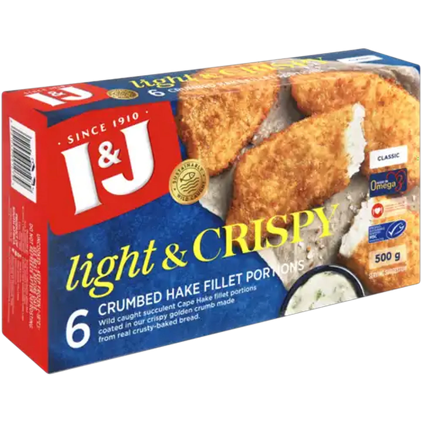 Image of I&J Light & Crispy Classic Frozen Crumbed Cape Hake Fillet Portions 600g