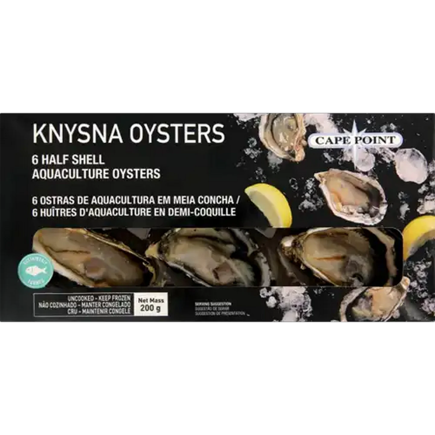 Image of Cape Point Frozen Knysna Half Shell Oysters 6 Pack