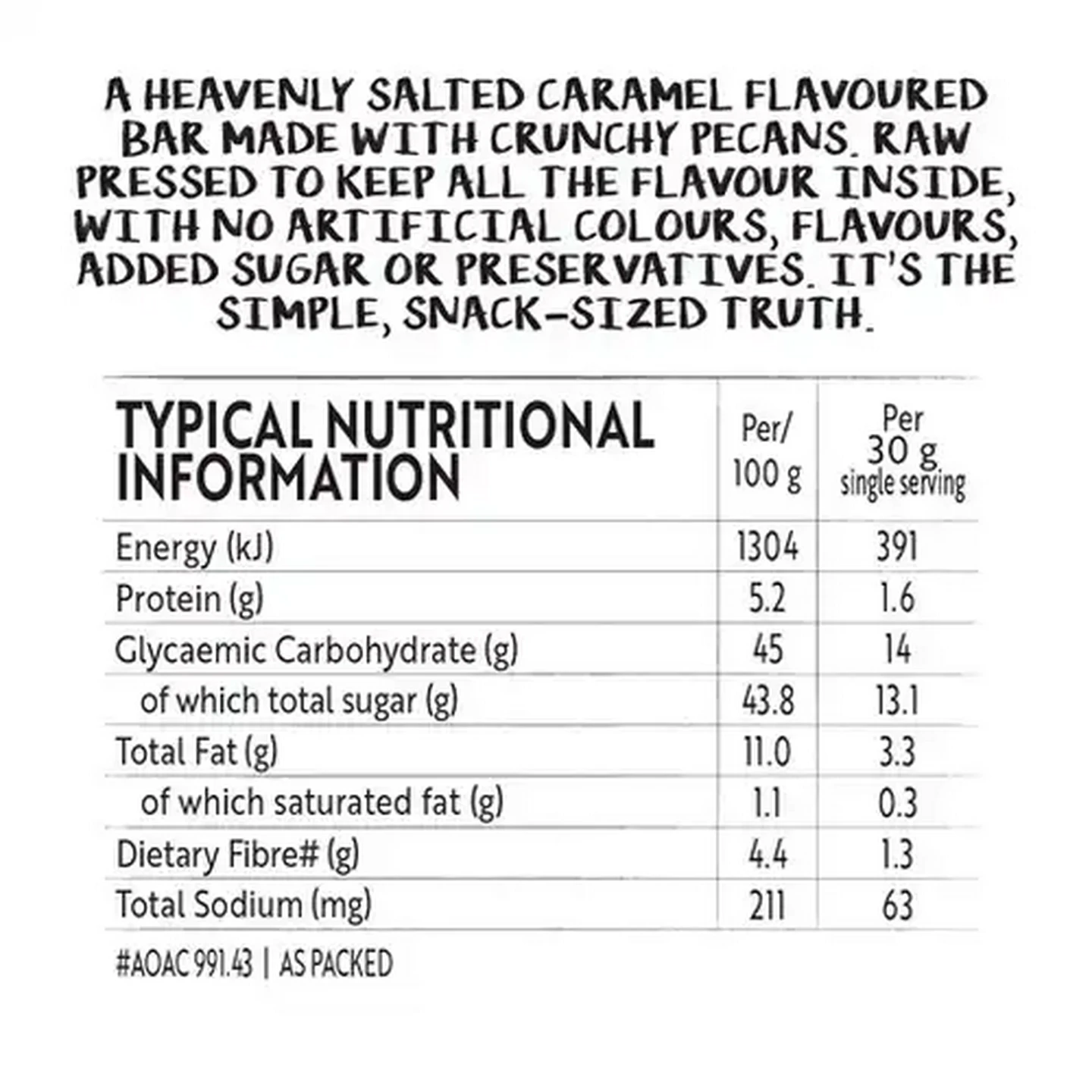 Image of Simple Truth Vegan Raw Pecan & Salted Caramel Flavoured Bar 30g