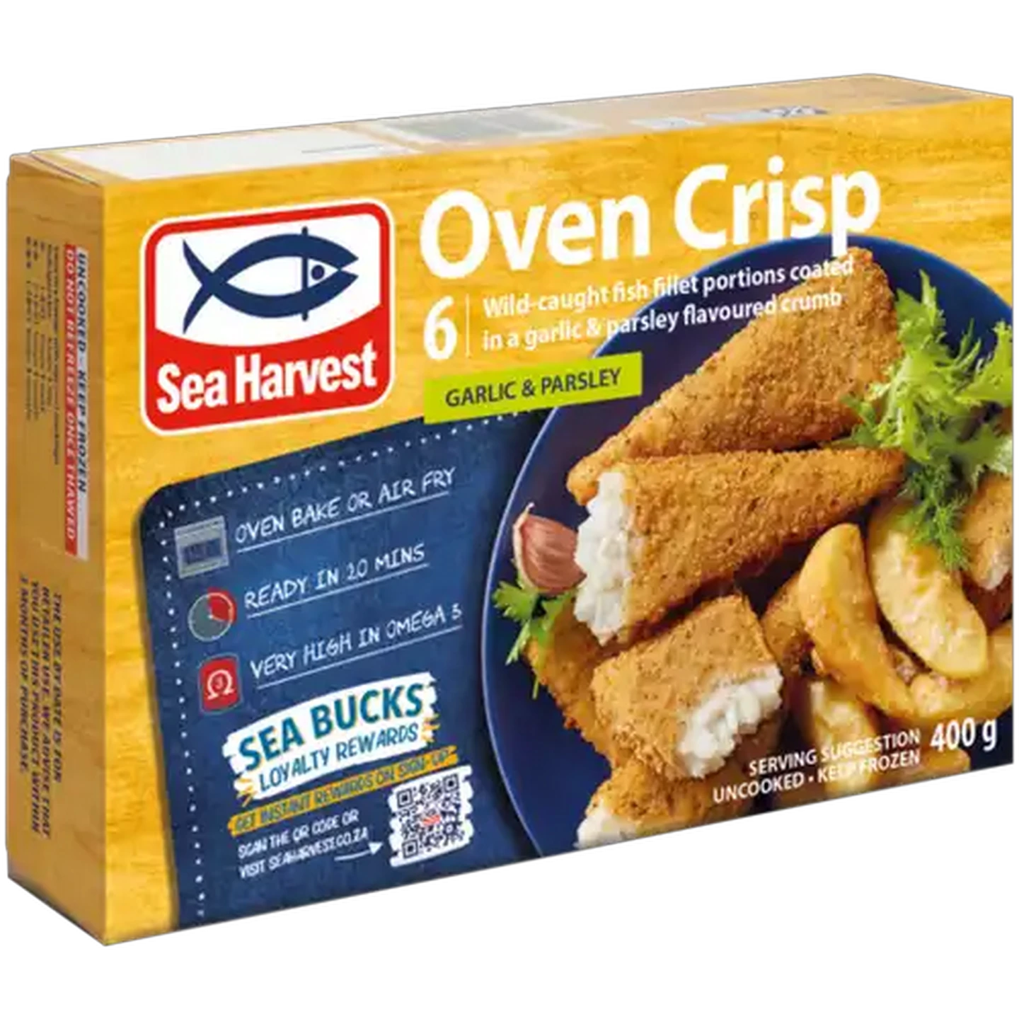 Image of Sea Harvest Oven Crisp Garlic & Parsley Frozen Crumbed Fish Fillet Portions 400g