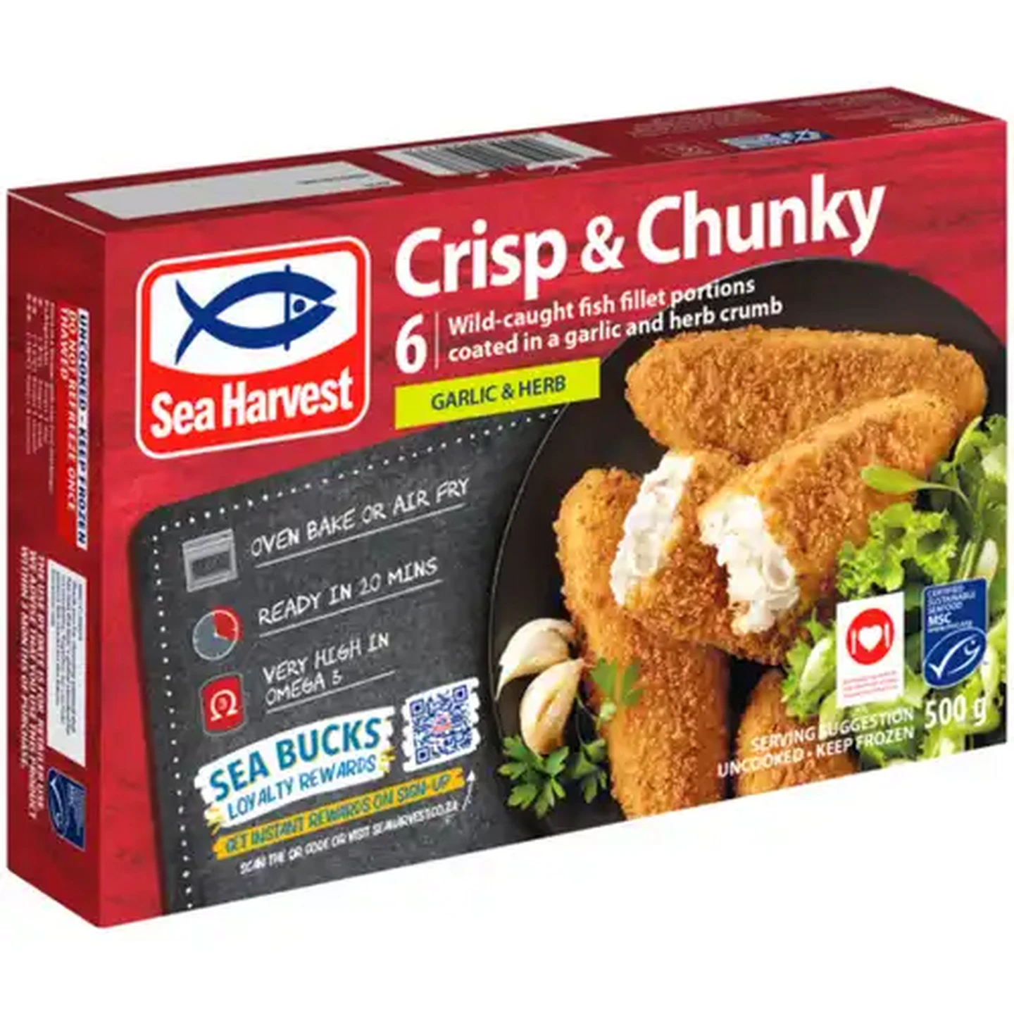 Image of Sea Harvest Crisp & Chunky Garlic & Herb Frozen Crumbed Fish Fillet Portions 500g