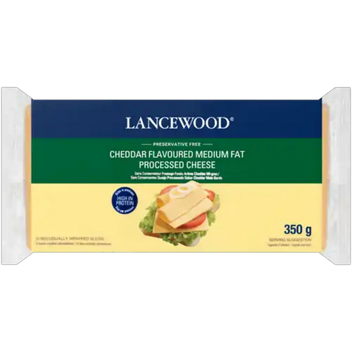 Image of LANCEWOOD Cheddar Flavoured Medium Fat Processed Cheese Slices 20 Pack